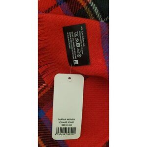 NEW GLORIA RINALDI TARTAN RED WOVEN SQUARE SCARF WRAP